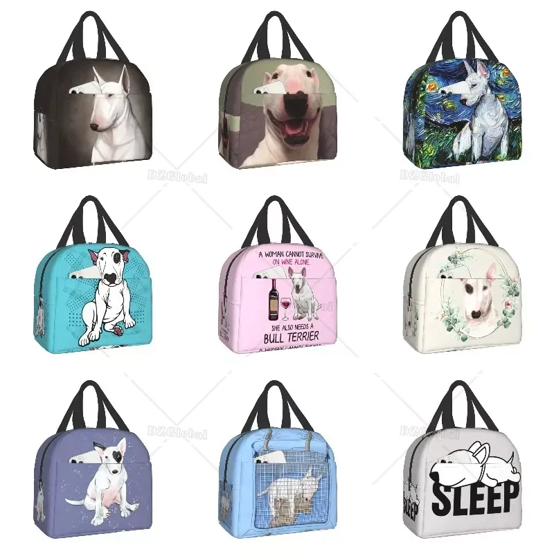 

Bull Terrier Dog Portable Lunch Box for Women Waterproof Thermal Cooler Food Insulated Lunch Bag Office Work Picnic Storage Bag