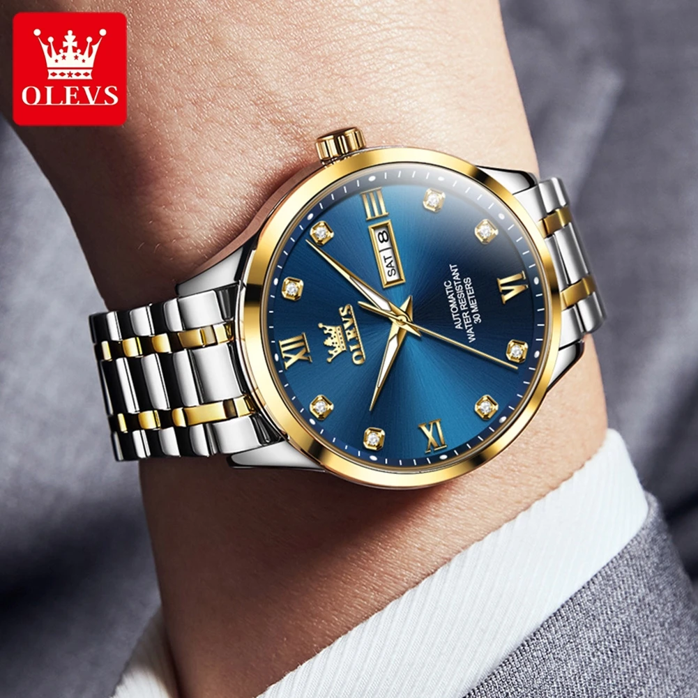 OLEVS 9946 ساعة رجالي فاخرة ماركة كلاسيكية ساعة مي...