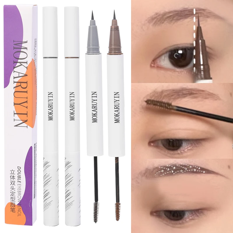 Liquid Eyebrow Pencil Dye Eyebrow Cream 2 in1 Waterproof Lasting Smooth Eyeliner Lying Silkworm Ultra Fine Eyebrow Tattoo Makeup 2pcs set eyebrow cream and eyeliner 2 in 1 two tone eyebrow powder eyeliner naturally eyeliner gel eyebrow cream tslm2