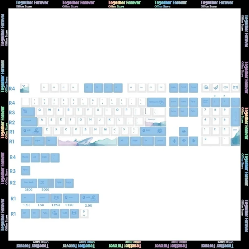 

129 клавиш Pbt Keycap Cherry Profile для Mx Switch минимализм синий белый океан краска сублимационная настольная механическая клавиатура Keycaps