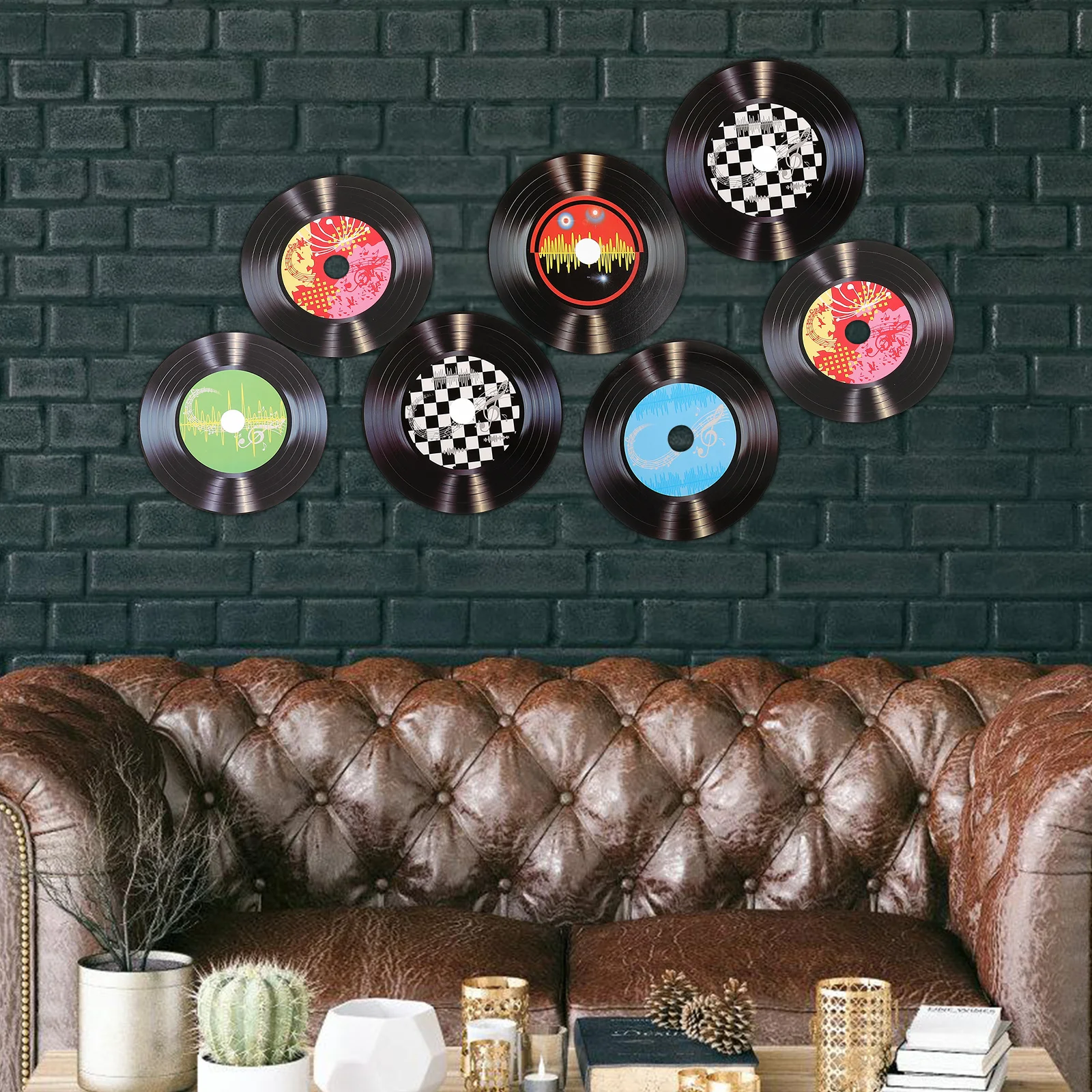 Paper Retro Wall Signs Record Wall Decor For Bar Random Style Bar Coffee Shop Interior CD Old Record Decor