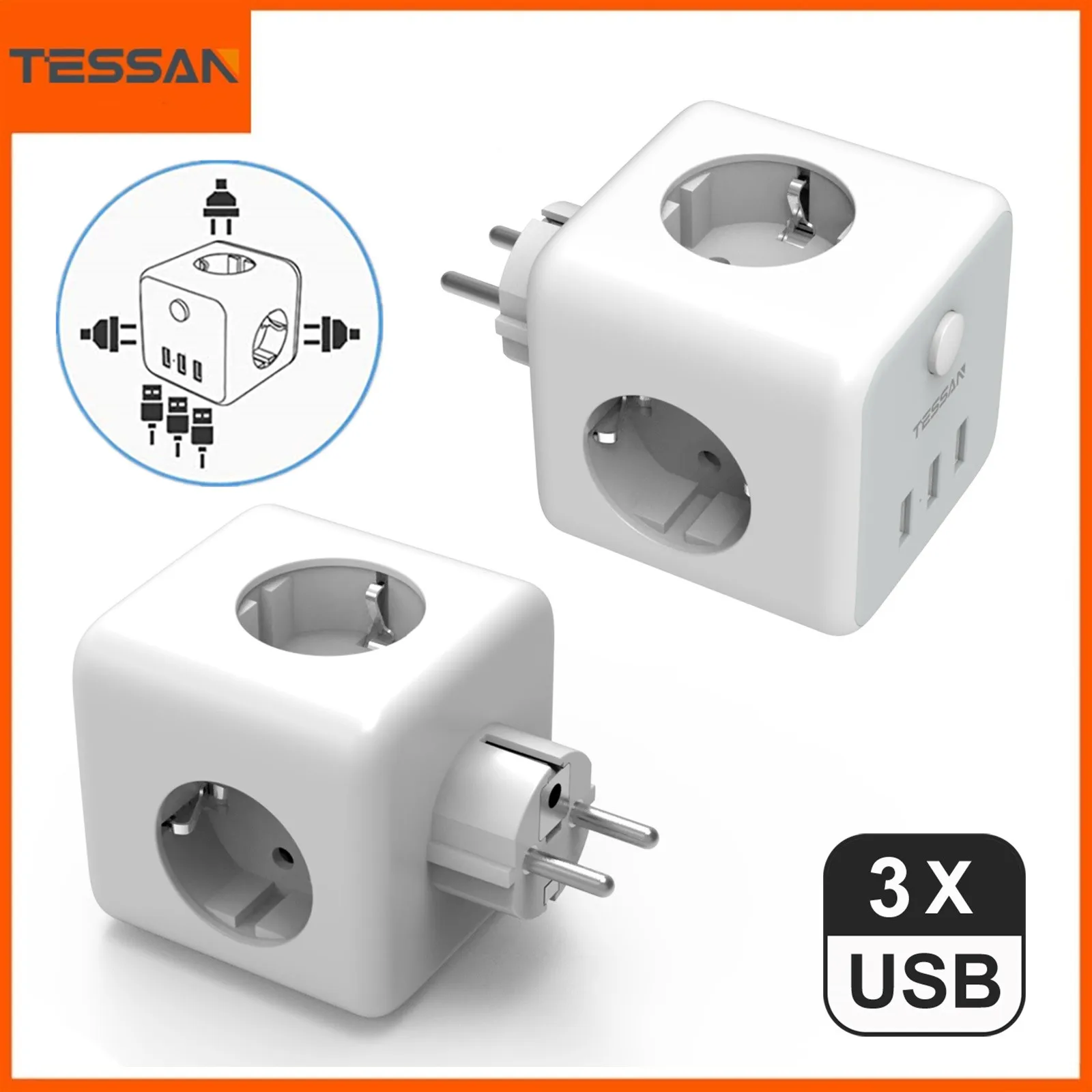 Steckdose mit 2 USB Anschluss | weiß | 250 V Steckdose mit 2.4A USB | Laden  aller mobilen Geräte | SW10019