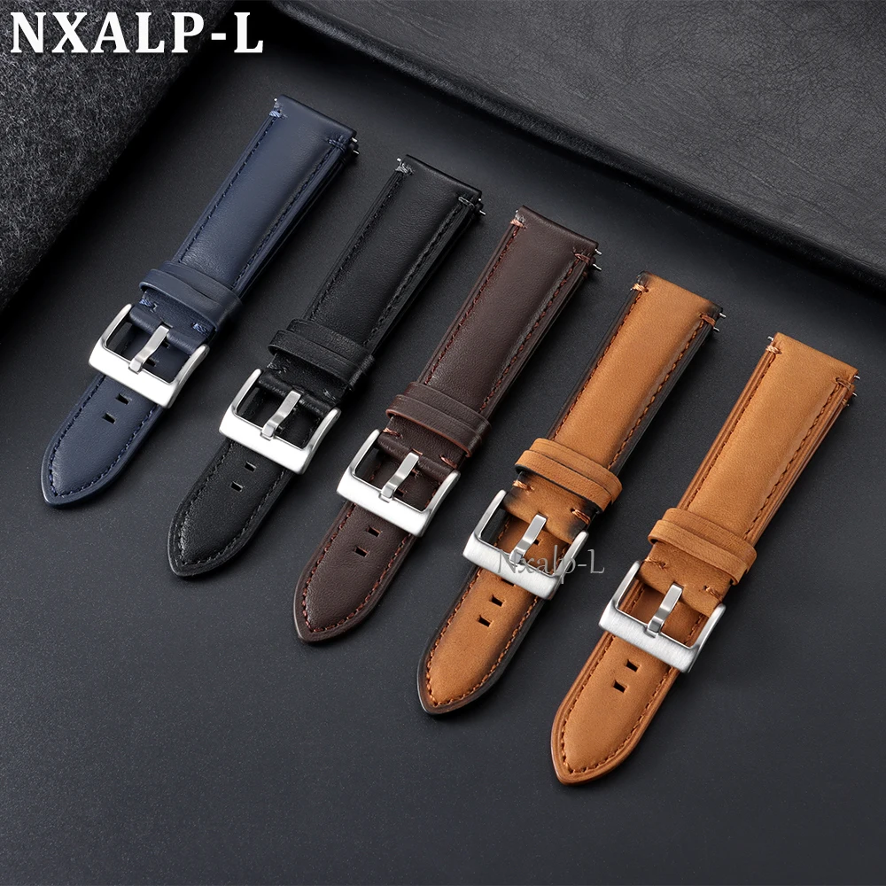 Vintage Cowhide Leather Quick Release Watch Strap - Business Style Bracelet