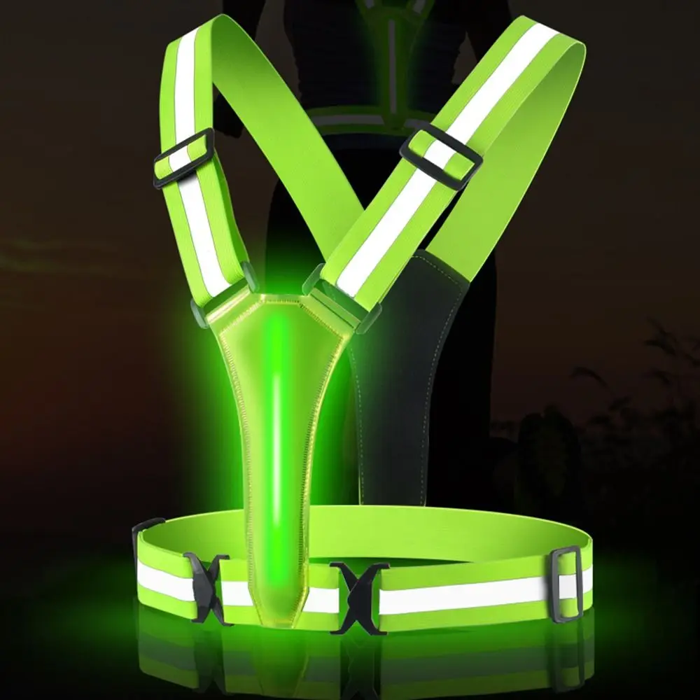 USB 충전식 LED 반사 조끼 높은 가시성 조절 가능한 허리/어깨 야간 러닝 라이트업 조끼 3가지 조명 모드
