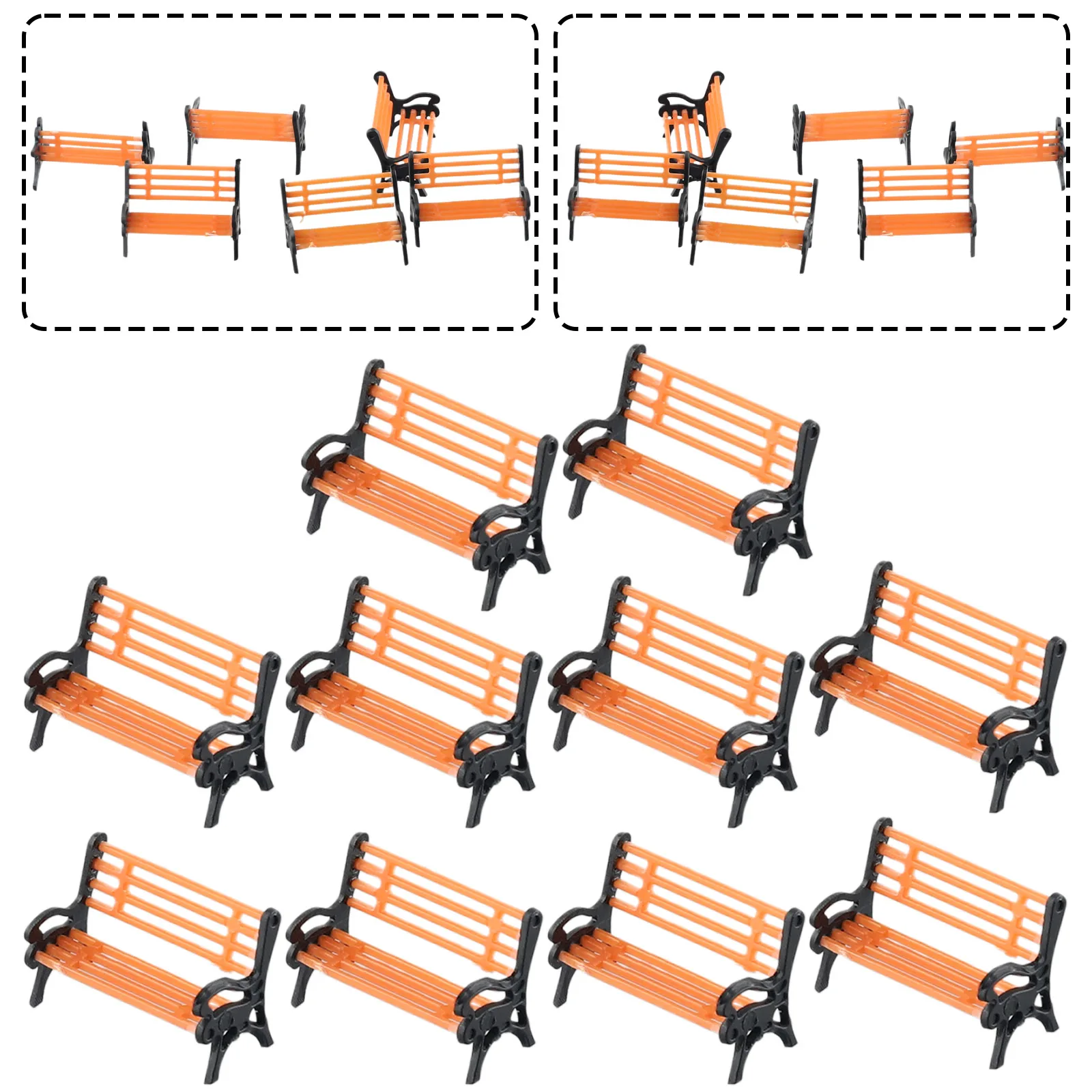 Model Tools Train Railway Scenic Layout Model Building Parts 10pcs Model Train HO TT Scale 1:87 Bench Chair Settee Street Park Layout
