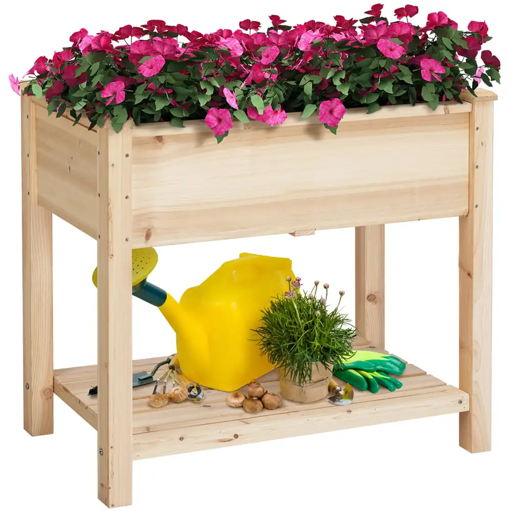 Wooden Elevated Planter Box Raised Garden Bed, Wood