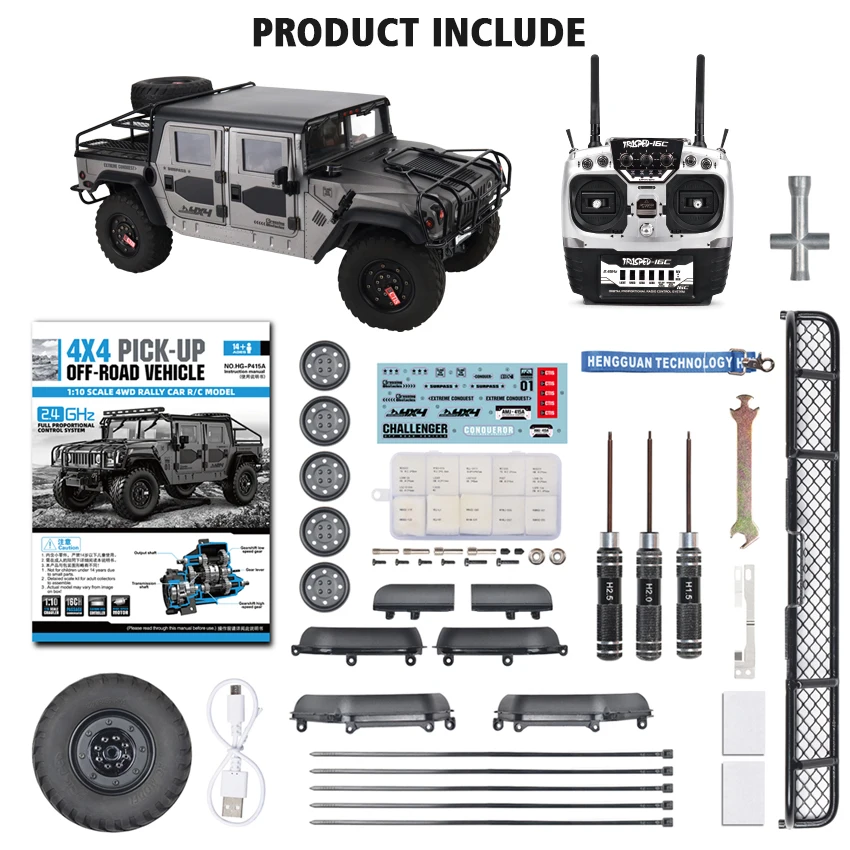 HG P415A 1/10 4*4 RC Off-road Vehicle for Pick-up Remote Control Crawler Car Model Toys TH21810 4