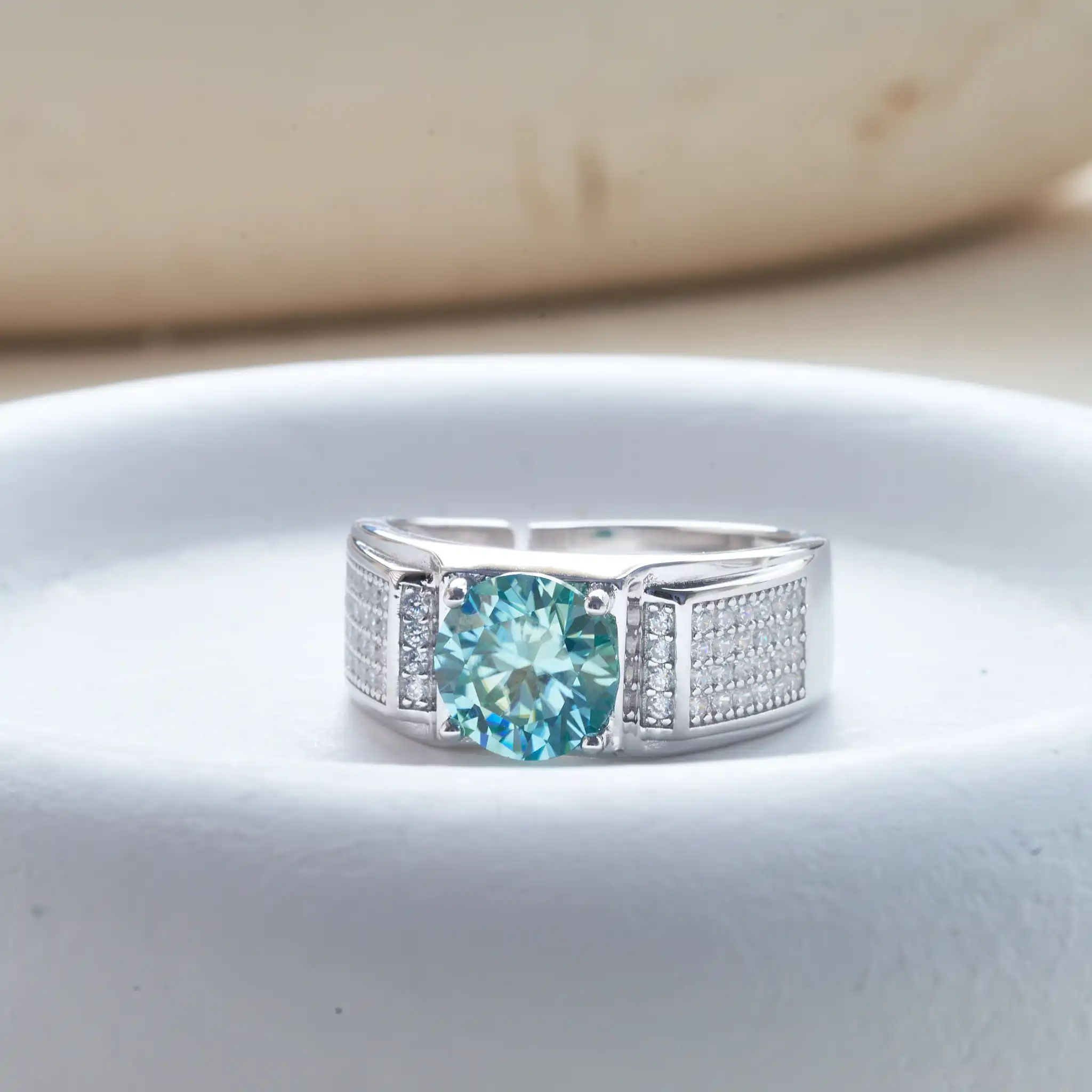 خاتم من الذهب الأبيض الصلب عيار 18 قيراط للرجال ،...