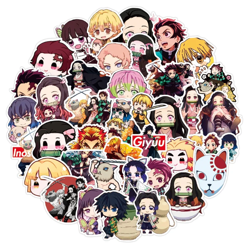 

50PCS Hot Japan Anime Demon Blade Slayer Sticker Decal Vinyl for Notebook Dairy Laptop Journal Kimetsu No Yaiba Stickers