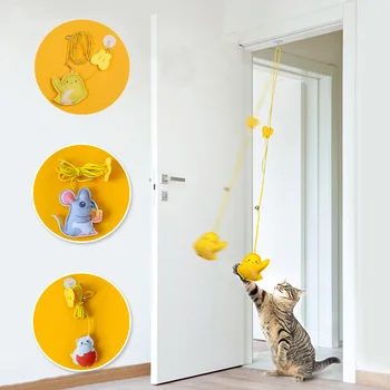 Interactive Swinging Cat Toy Attaches to Door Frame 1