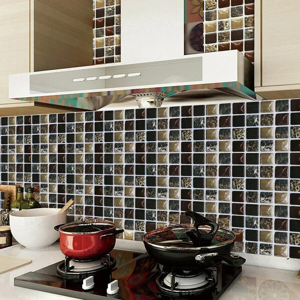 10Pcs 3D Baseboard Sticker Moroccan Mosaic Tile Style Wall Border Sticker DIY Kitchen Bathroom Decoration Waistline Wall
