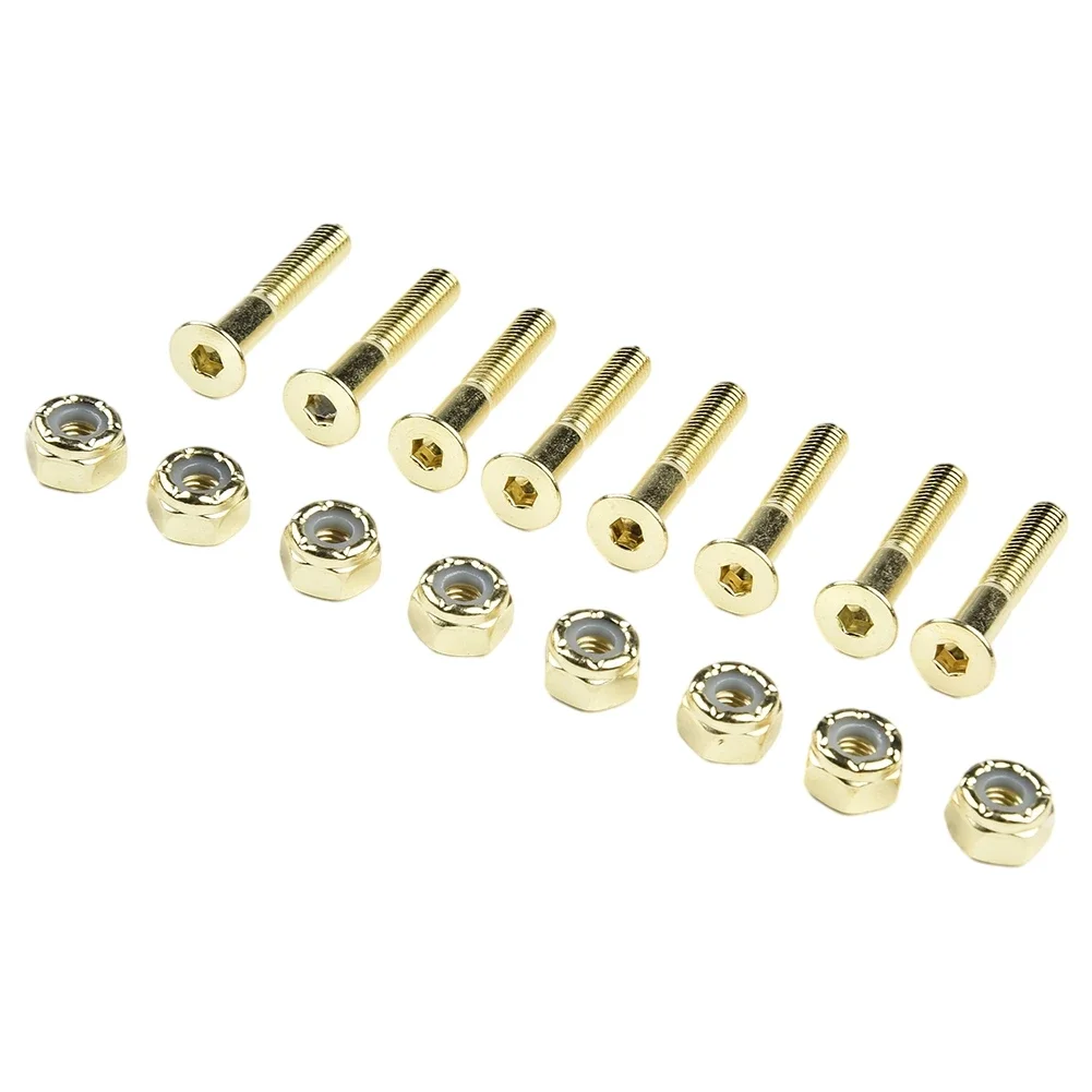 Skateboard Longboard Accessory Kit - Medium Carbon Steel Screws & Nuts (16 Pcs)
