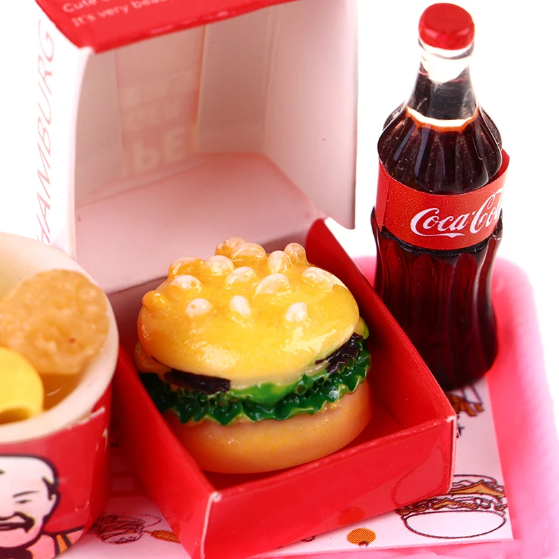 Pretend Food Toys Pretend Kitchen Toys Kitchen Toys Wooden Burger Toys Wooden Ice Cream Playset Doll House Toys 1pc Mini Dollhouse Hamburger Coke Cup Fast Food Ice Cream Accessories Toy for Doll House Play Kitchen