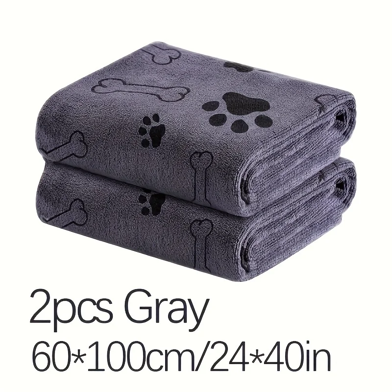2-Pack Quick-Drying Dog Towels Microfiber Absorbent Pet Bath and Grooming Towels Soft Polyester Fiber Suitable for Dogs Bath Towel Pet Bath Towel