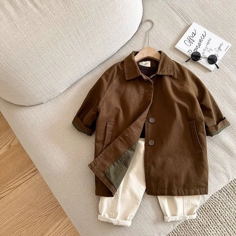 Fashion Baby Girl Boy Cotton Trench Kid Windbreak Jacket Spring Autumn Child Dust Coat Loose Kid Outwear Baby Clothes 1-10Y