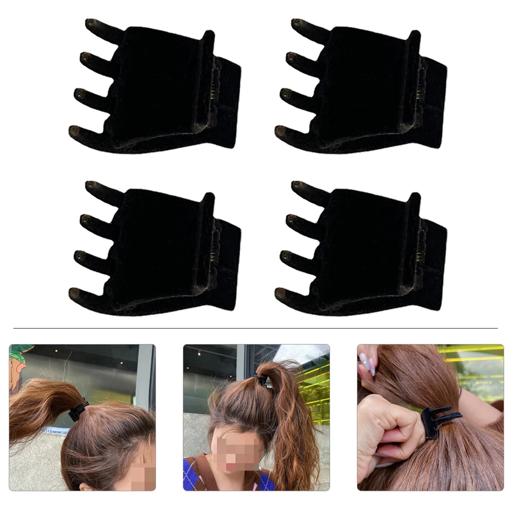 

4pcs Small Hair Claw Clip Velour Hair Clasp Girl Hair Claw Clamp Hair Accessory