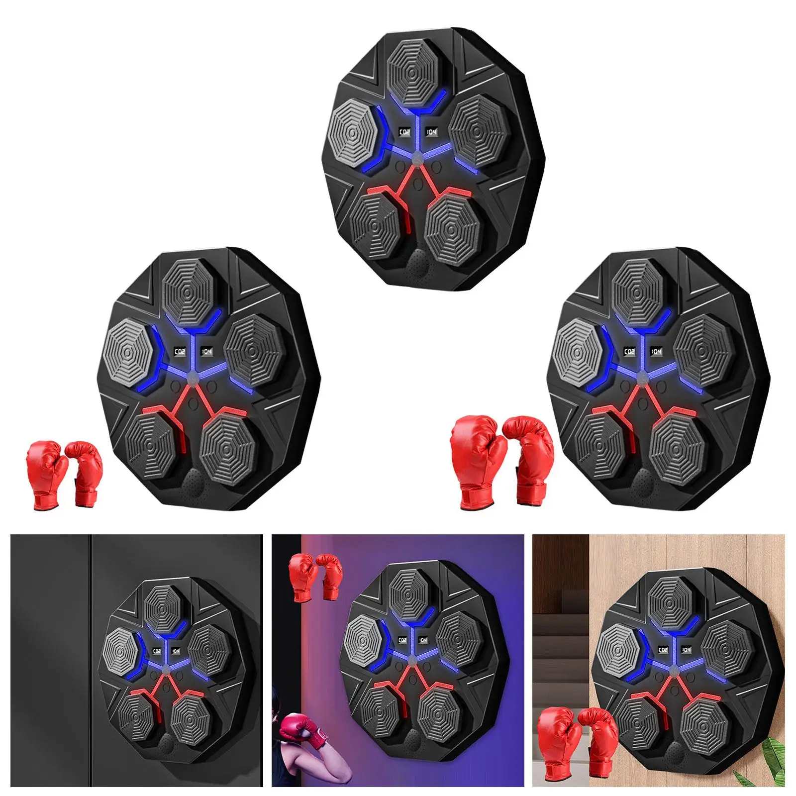 Boxing Machine, Electronic Boxing Wall Target, RGB Lighted Music Boxing Pad,