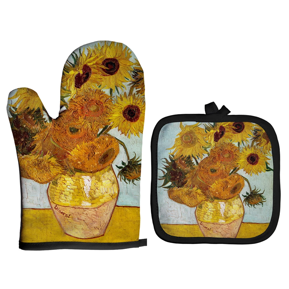 Guanti Da Forno Doppi Con Fiori Di Limone, Resistenti Al Calore, 17,8x88,9 Cm, Con Presina E Passante, Per Cucina, Barbecue E Microonde - 2