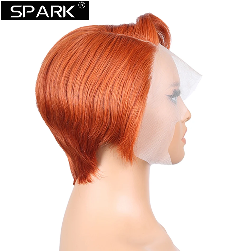 pixie corte peruca cor laranja laço peruca primavera onda curto bob peruca de cabelo humano para as mulheres cor preta natural cabelo loiro barato peruca