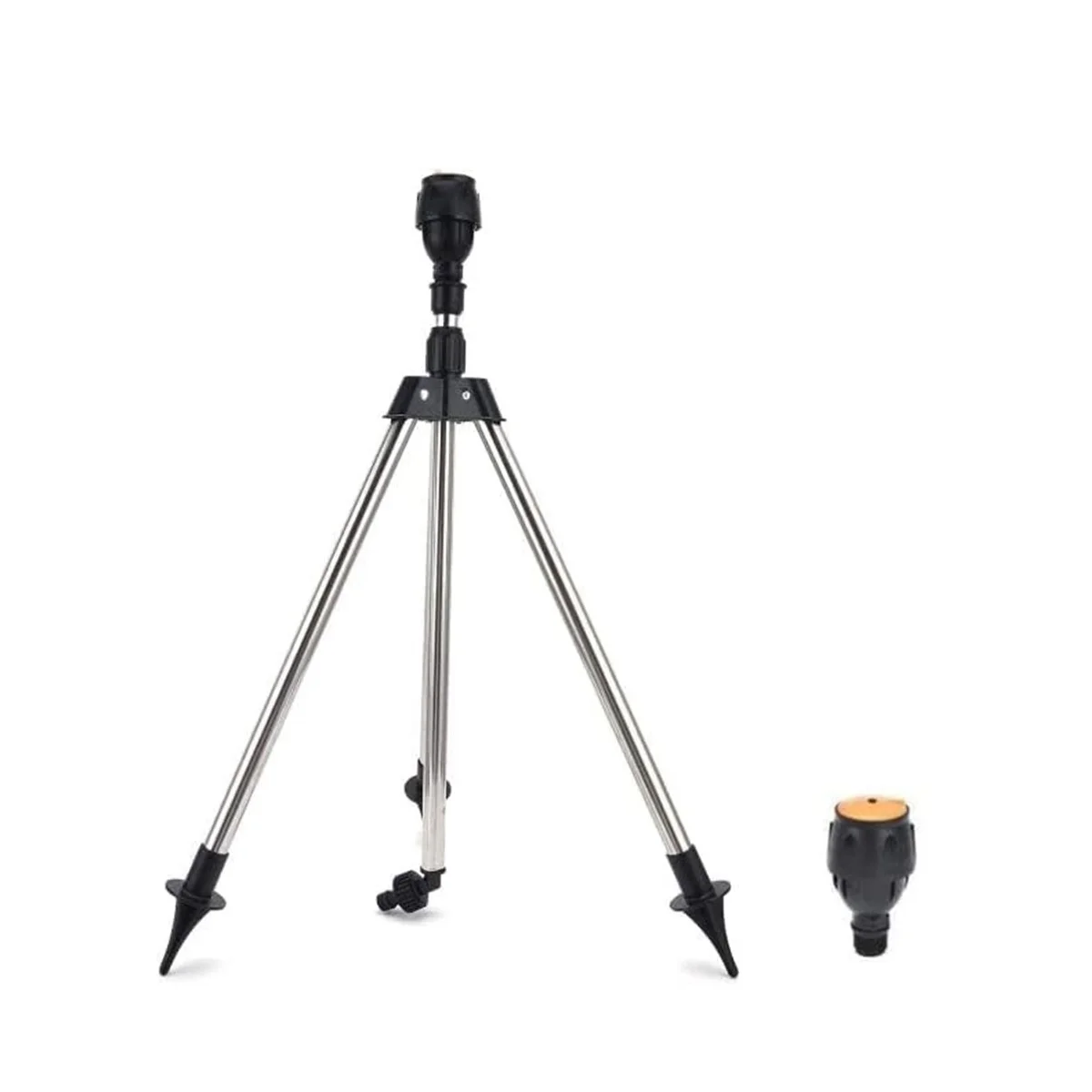 

Garden Automatic Rotating Sprinkler Stainless Steel Tripod Irrigation Stand 360-Degree Water Jet Garden Lawn