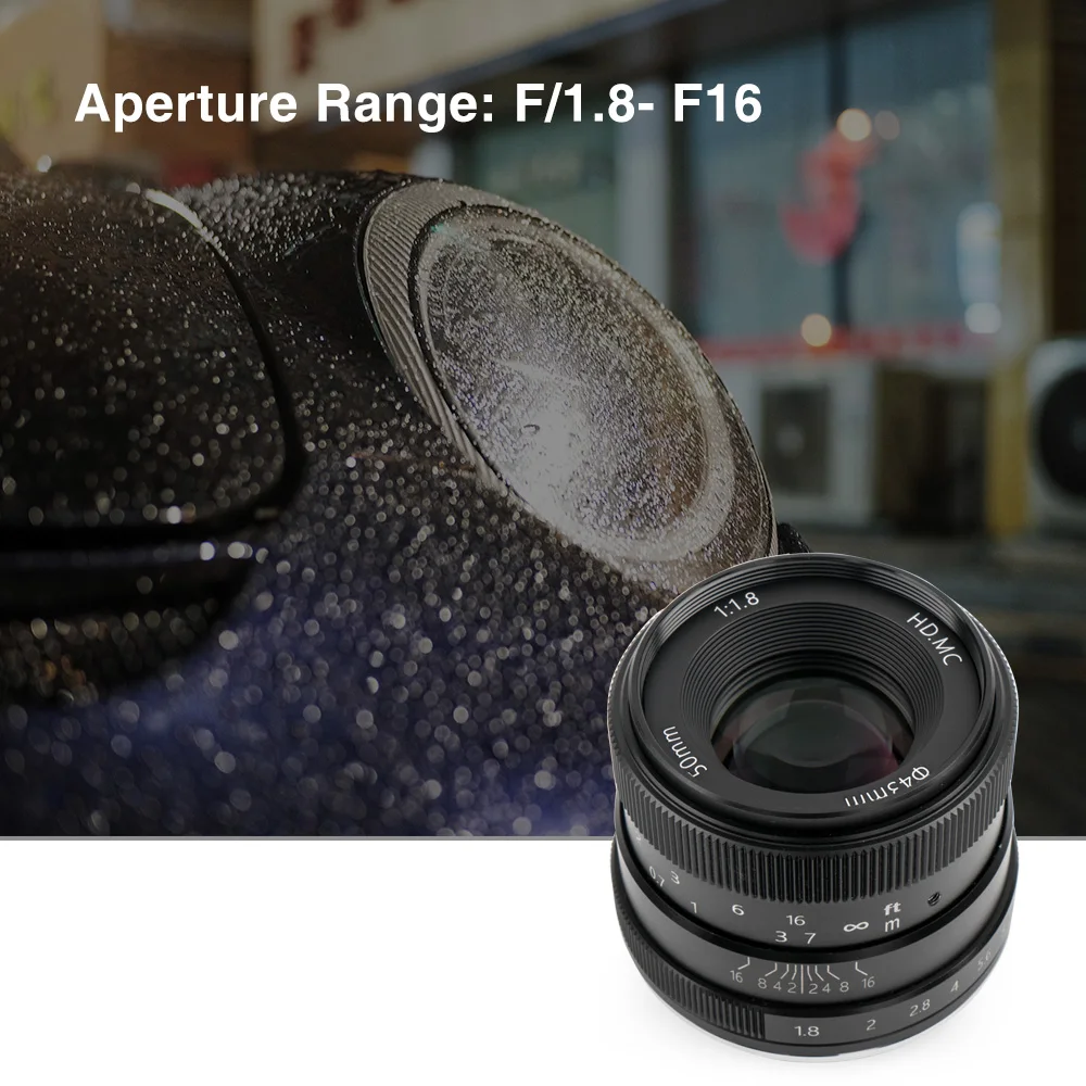 PERGEAR 50mm F1.8 APS-C 수동 초점 렌즈 (M4/3 후지필름 XF E 마운트용)
