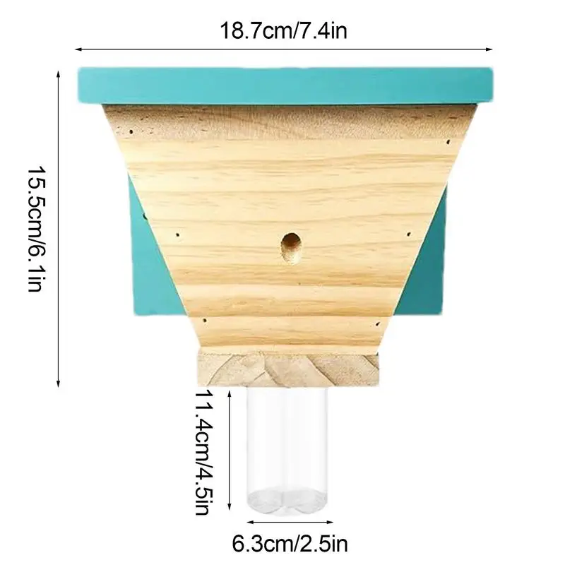 Wooden Carpenter Bee Trap Hangable Bee House Cabin Design Outdoor Bee Trap Catchers For Patios Backyards Gardens images - 6