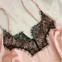Women's Satin Sleepwear Pajama Set Pink Sexy Lingerie Bath Robe Lace Patchwork Silk Night Dress Trousers Home Clothed Nightwear - Image 6