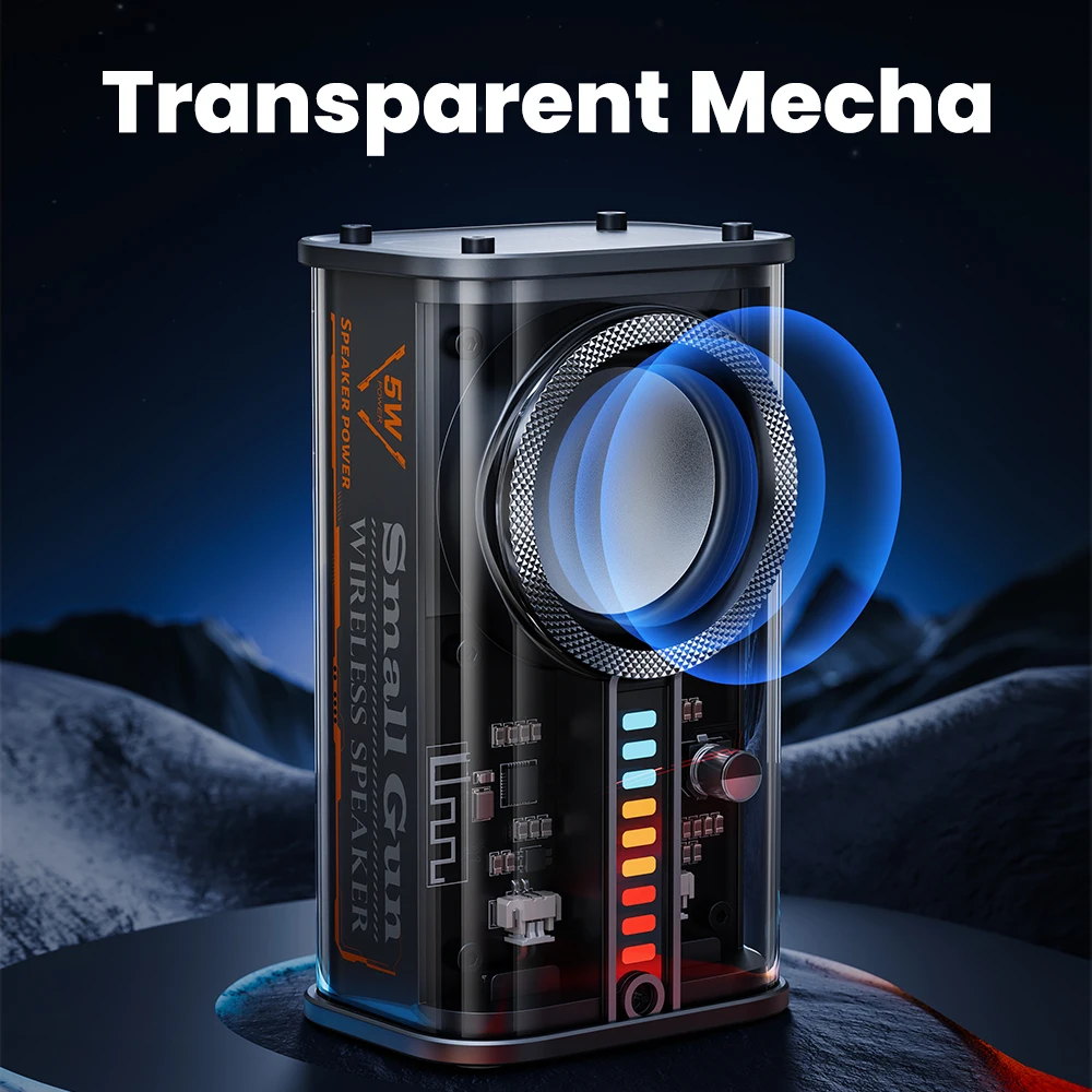 Toocki Portable Bluetooth Speaker 3D Stereo Surround Bluetooth 5.0 Wireless Speaker Dazzling Lighting Transparent Mecha Soundbar