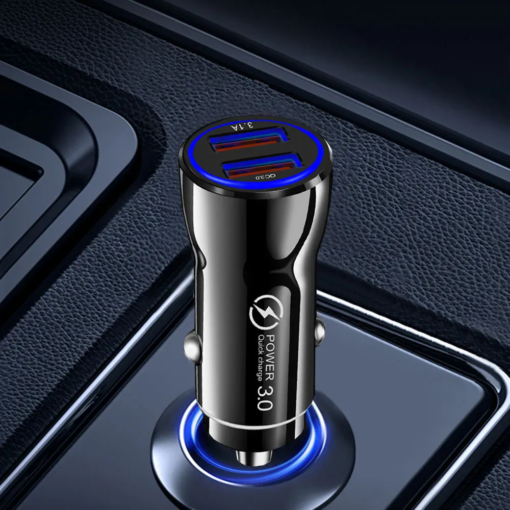 

1pc Car Quick Charge 3.0 Charger USB Car Phone Charger Car Double Hole Fast Charging Charger Auto Electronics Accessories