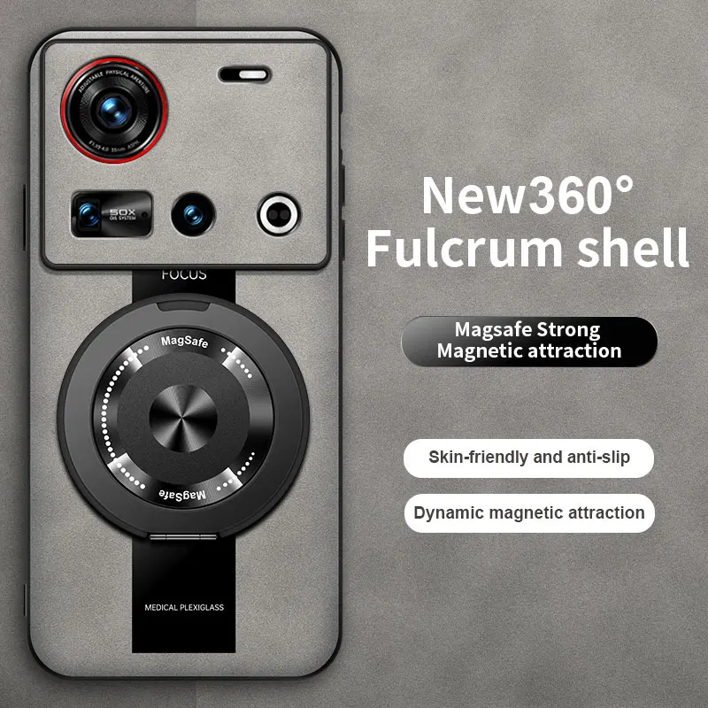 Luxury Magnetic Leather Phone Case with 360-Degree Rotating Stand and Shockproof Bumper