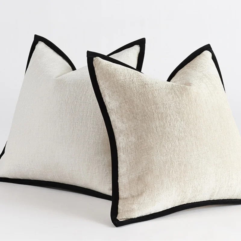 Plain Color Pillows Thick Chenille Cushion Case Modern Fashion Orange Green Decorative Pillow Cover For Sofa Chair Home Decorate