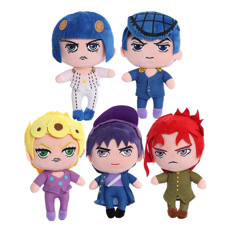 22cm 5 Pcs Set JOJO Bizarre Adventure Plush Stuffed Toys Anime Cartoon Figures Kawaii Doll Kids Birthday Halloween Gifts Decor