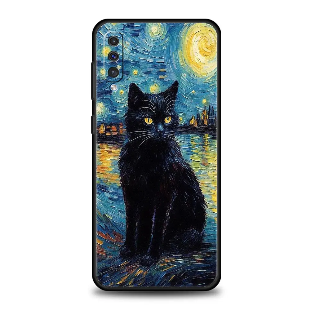 Van Gogh Starry Sky Cat Art Phone Case Cover