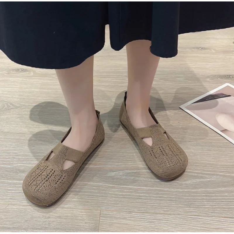 Hollow-out Loafers Spring Casual Shoes Women Flat Heel Square Toe Sneakers Summer Flats Women Weave Shoes Ventilation Footwear