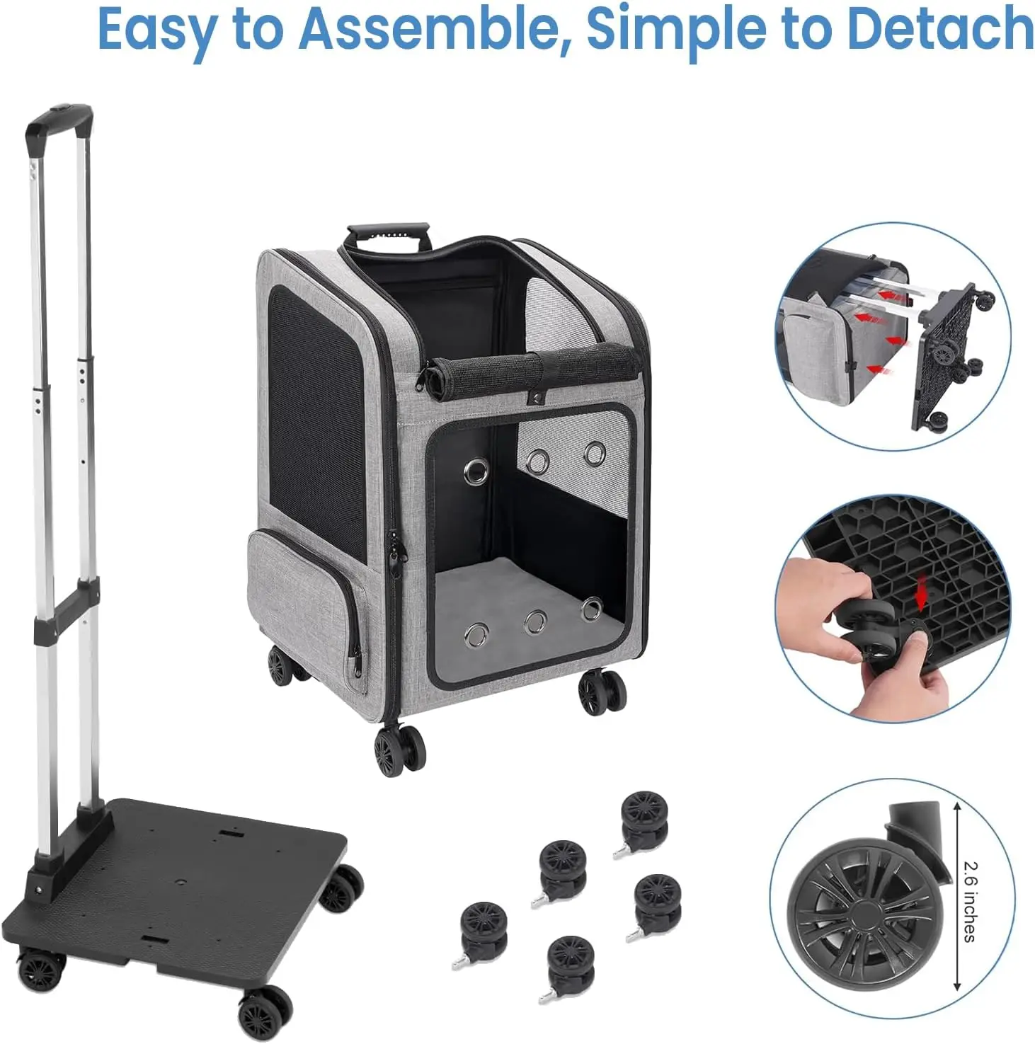 Extra Large Pet Carrier Backpack with Wheels 4