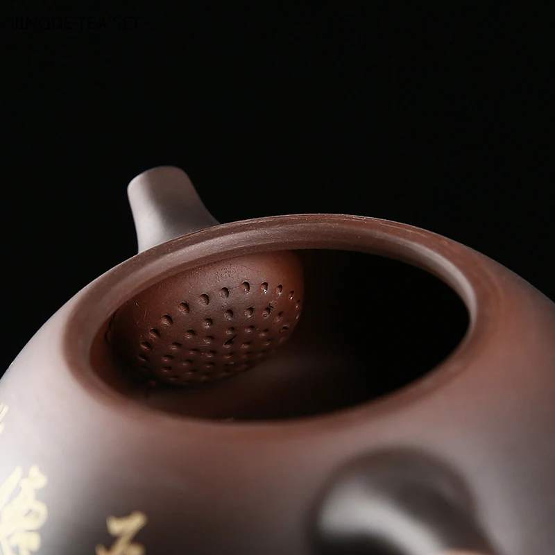 1 PCS 230ml Yixing handmade carved purple clay teapot creative retro exquisite kung fu tea set single tea pot