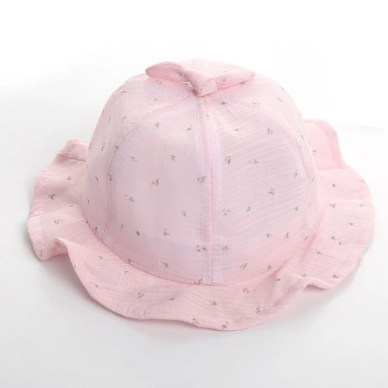 Chapeau de soleil pour filles, 1 pièce, casquette Panama en coton respirant à fleurs, à la mode, mignon, pour enfants, printemps et été, chapeaux d'extérieur, réception-cadeau pour bébé_voghion.com