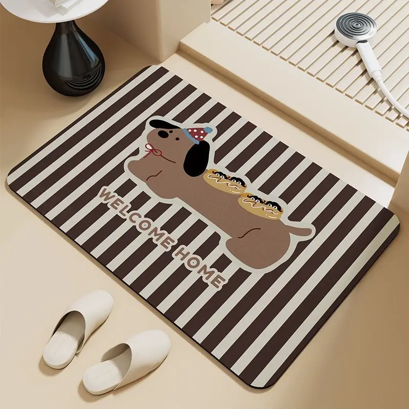 Tappetino assorbente per cuccioli bassotto, fango diatomee, porta del bagno, poggiapiedi, WC antiscivolo, porta del WC, simpatico poggiapiedi - immagine 4