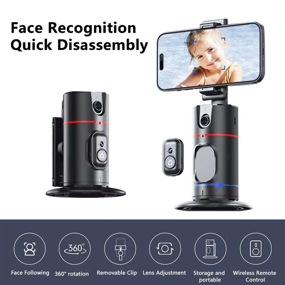 Portatile P02 360 ° Rotazione Gimbal Stabilizzatore Selfie Stick Monopiede Desktop Tracking Gimbal Ptz Per Tiktok Smartphone Live