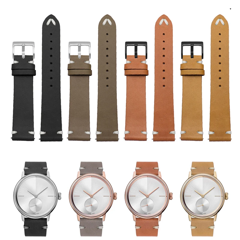 18Mm 20Mm 22Mm Cinturino Casual In Vera Pelle Per Omega Ippocampo 300/150/600 Speedmaster Seiko Hamilton Citizen Mido Dw