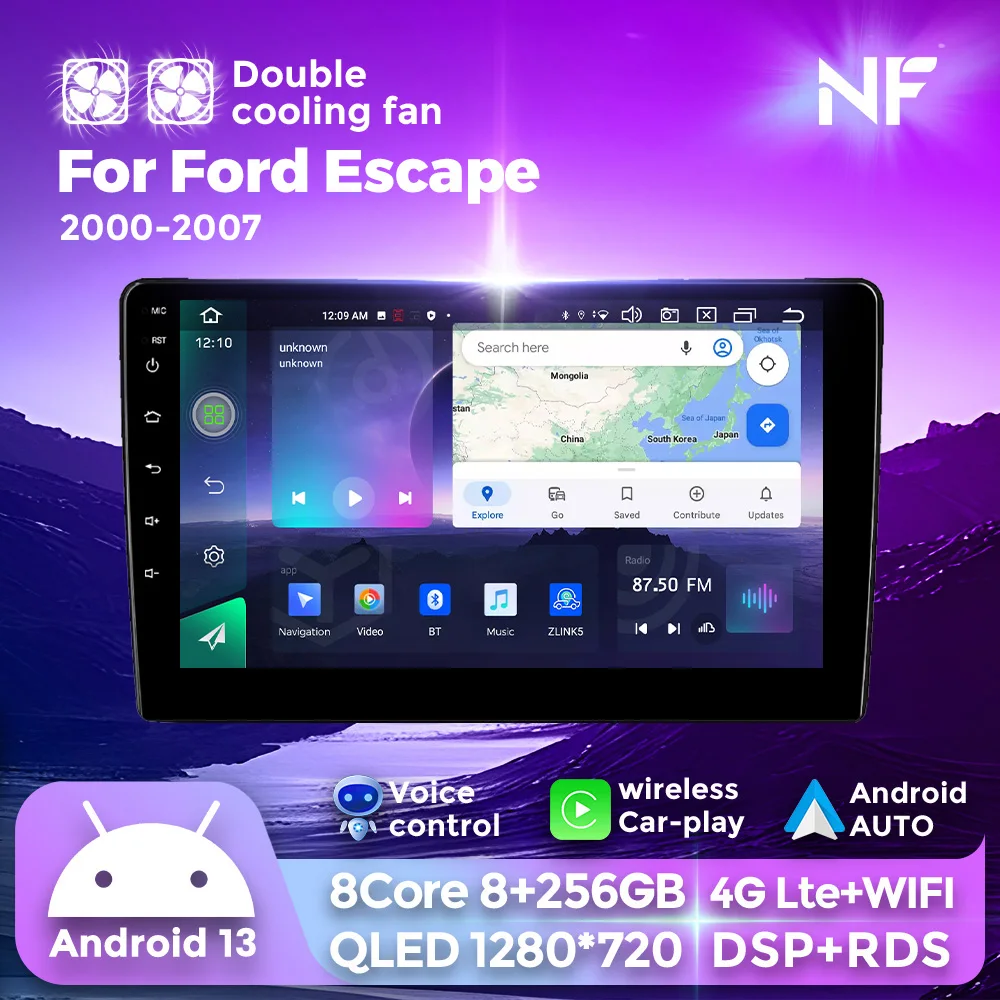 

Android 13 DSP+RDS BT5.0 GPS Car Automotive Multimedia Player Wireless Carplay For Ford Escape 2000-2007 QLED Screen Car Radio