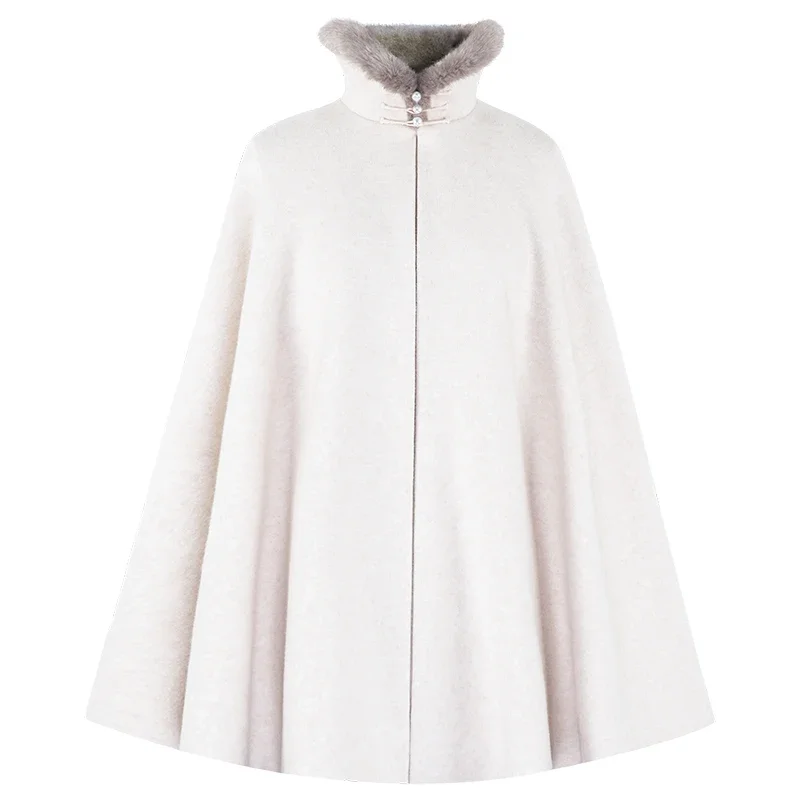 

Spring Chinese Style Republic of China Style Style Everyday Joker Temperament Ingot Fur Collar Cape Coat Women Shawl