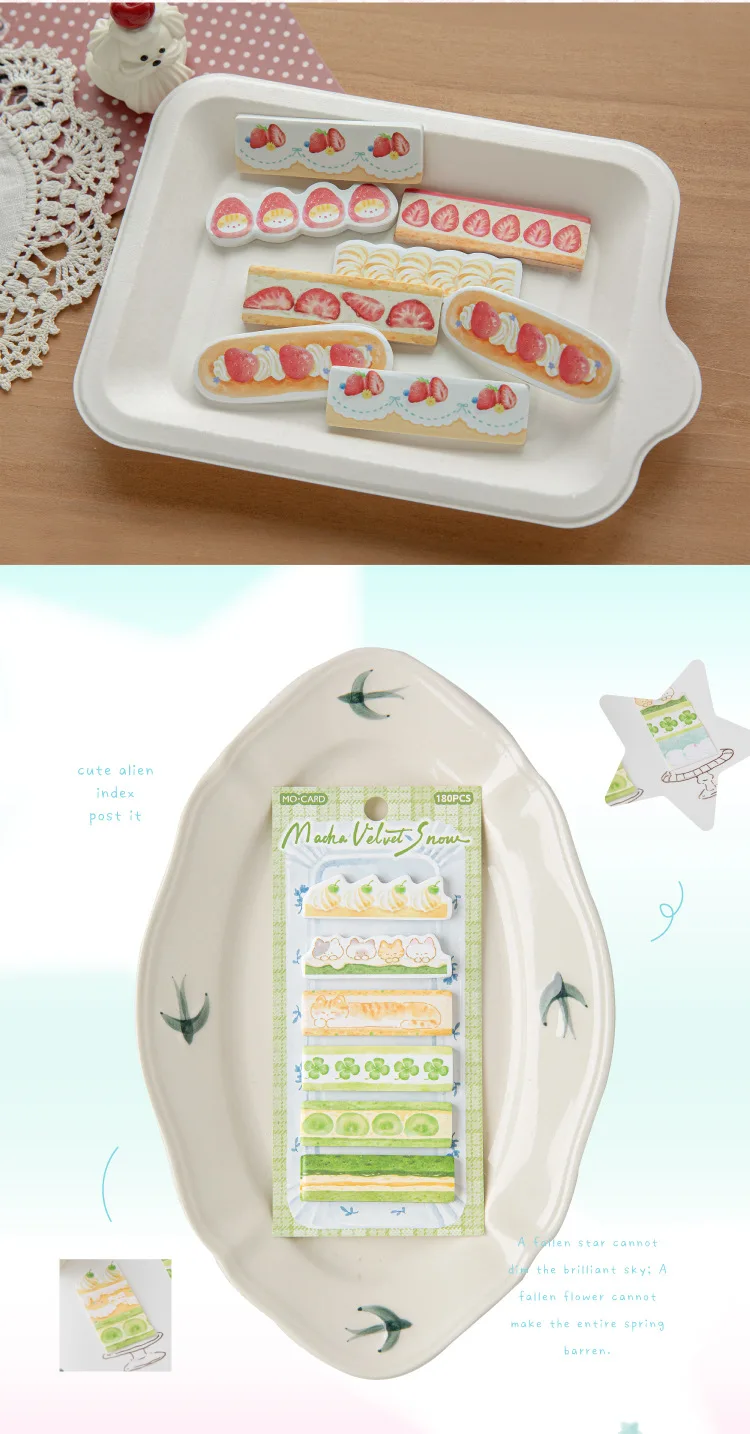 180pcs Dingding Cake Shop Series Kawaii Cake Appearance Message Sticker Index Creative Student Stationery Scrapbook Sticker