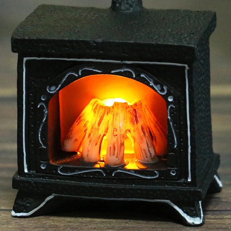 1Pcs 1:12 Dollhouse Miniature Simulation Illuminated Fireplace Model Furniture Accessories For Doll House Decor Kids Toys Gift 4