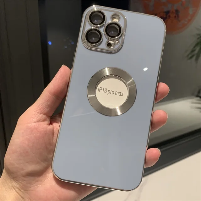 New luxury case for iphone 11 12 13 mini pro MAX back cover bumper etui capa CD pattern plating dropshipping light blue silver