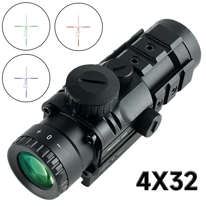 

Tactical 4x32 Scopes Compact Optical Rifle Scope Reflex Optic Riflescope Hunting Shooting Airsoft Sight for 20mm Rail Mount