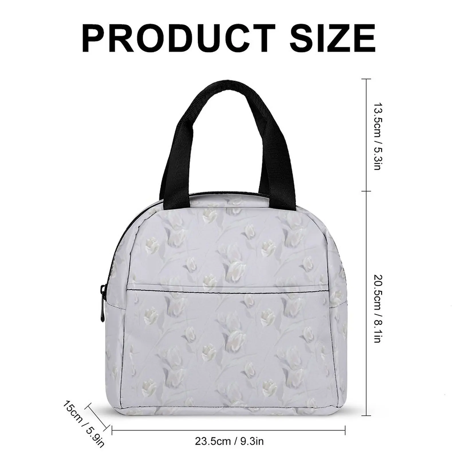 Custom Pattern Tote Lunch Bags for Women Purple Beautiful Flowers Portable Meal Bag Picnic Travel Breakfast Box Office School