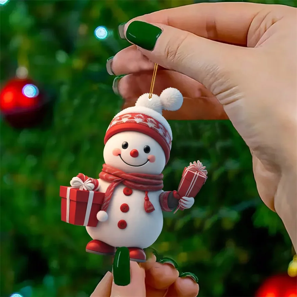 thumbnail image 1 of Adornos navideños de madera para colgar, bolas de Navidad, muñeco de nieve, manualidades para árbol de Navidad, regalos de Año Nuevo para el hogar, 1 of 5