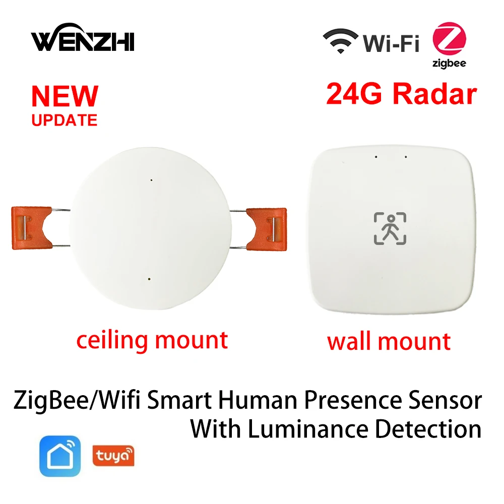 ZigBee Wifi 24G MmWave Radar Human Presence Motion Sensor ความสว่าง/การตรวจจับระยะทาง 5/110/220V Tuya Smart Life Home DIY 1