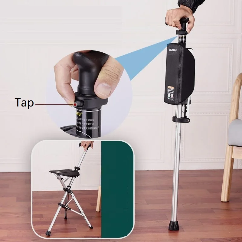 Multifunctional Climbing Stick for the Elderly, Foldable, Ultra-light, Stainless Steel, Travel Crutch, Outdoor Trekking Supplies 5